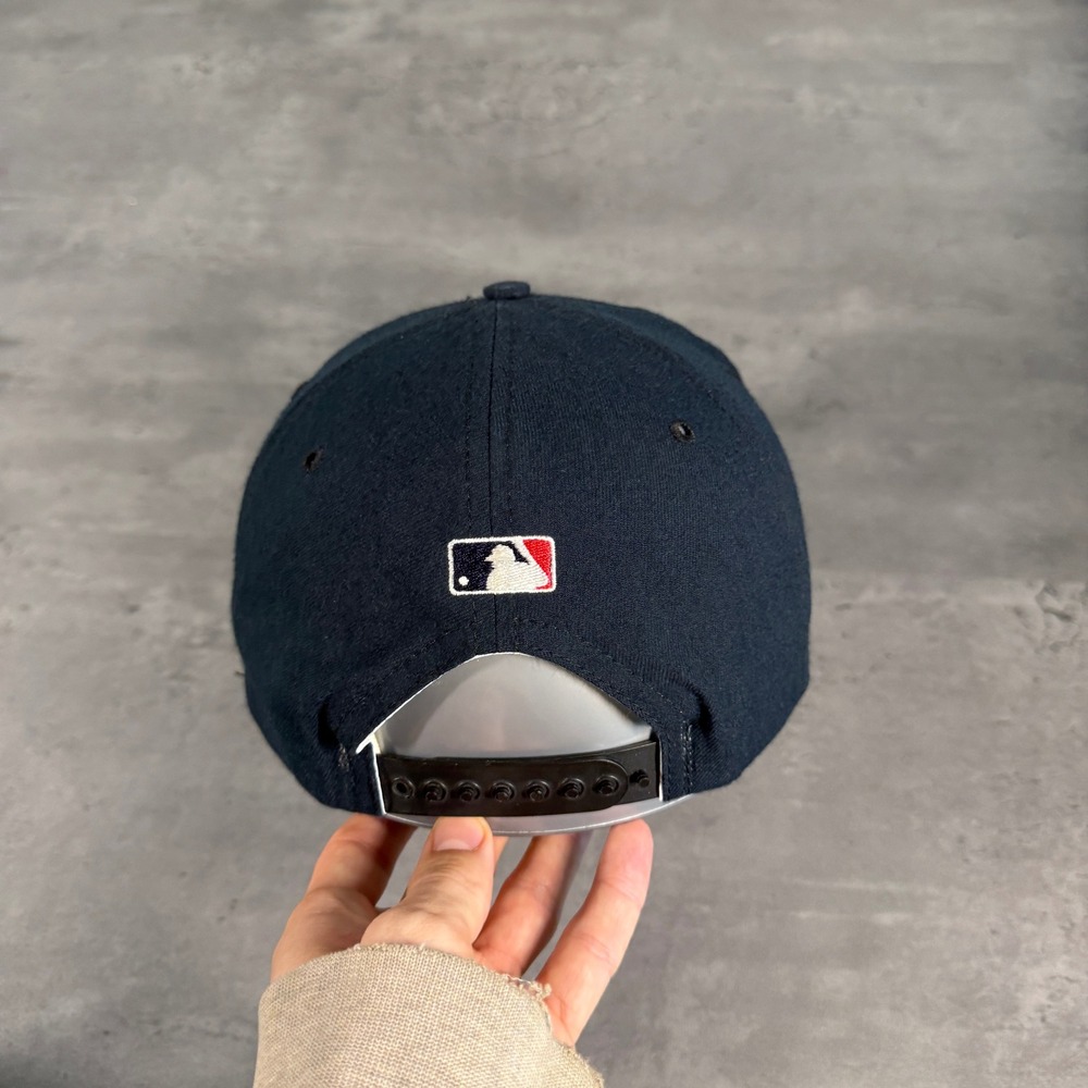 Vintage New Era Cleveland Indians Snapback Hat Navy Blue Chief Wahoo USA Made - Picture 5 of 9